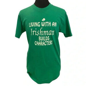 Fruit Of The Loom Best Vintage Irish Green Novelty T-shirt Size L Single Stitch